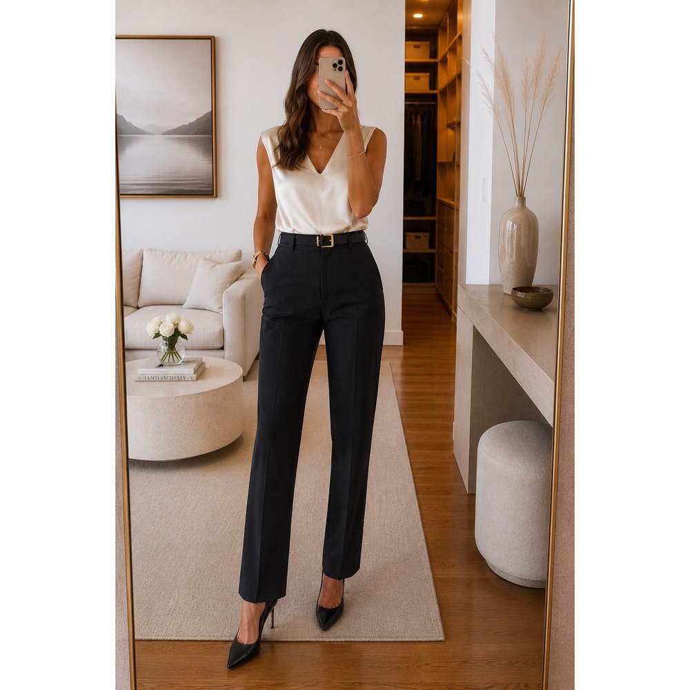 NEW Banana Republic Logan Black Italian Wool Trouser Pants Size 8